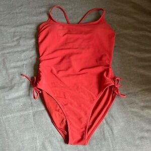 Target One piece Swim Suit Medium Coverage Size Large Orange Ribbed